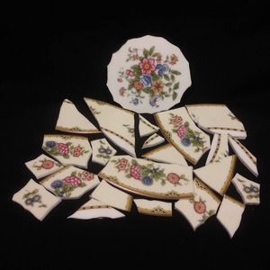 Mosaic Supply Yellow Blue Red Tiles with Floral Focal Noritake Alysian